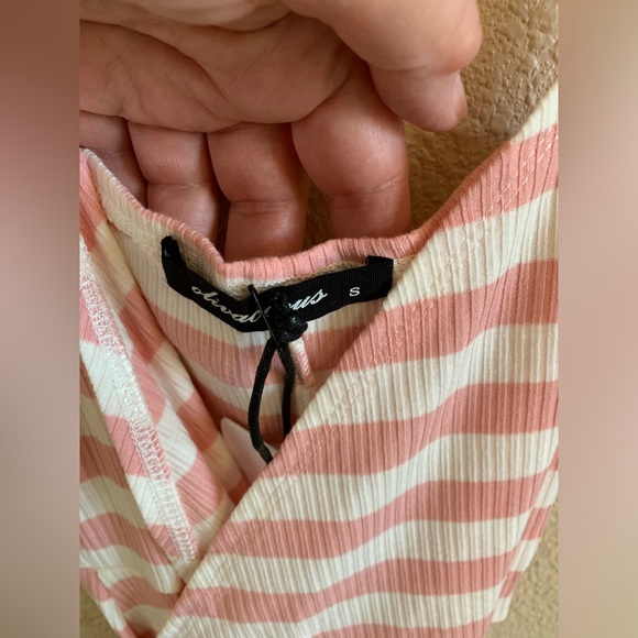 OLIVACEOUS Blush Pink White Stripes Wrap Tank Top Dress NWT🌴 - Picture 2 of 5